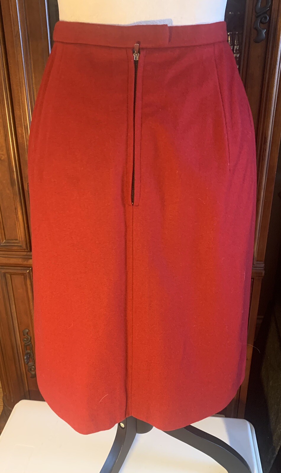 Vintage Christmas Tyrol Loden Pischl Womens Red Wool Suit Black Velvet Collar 40