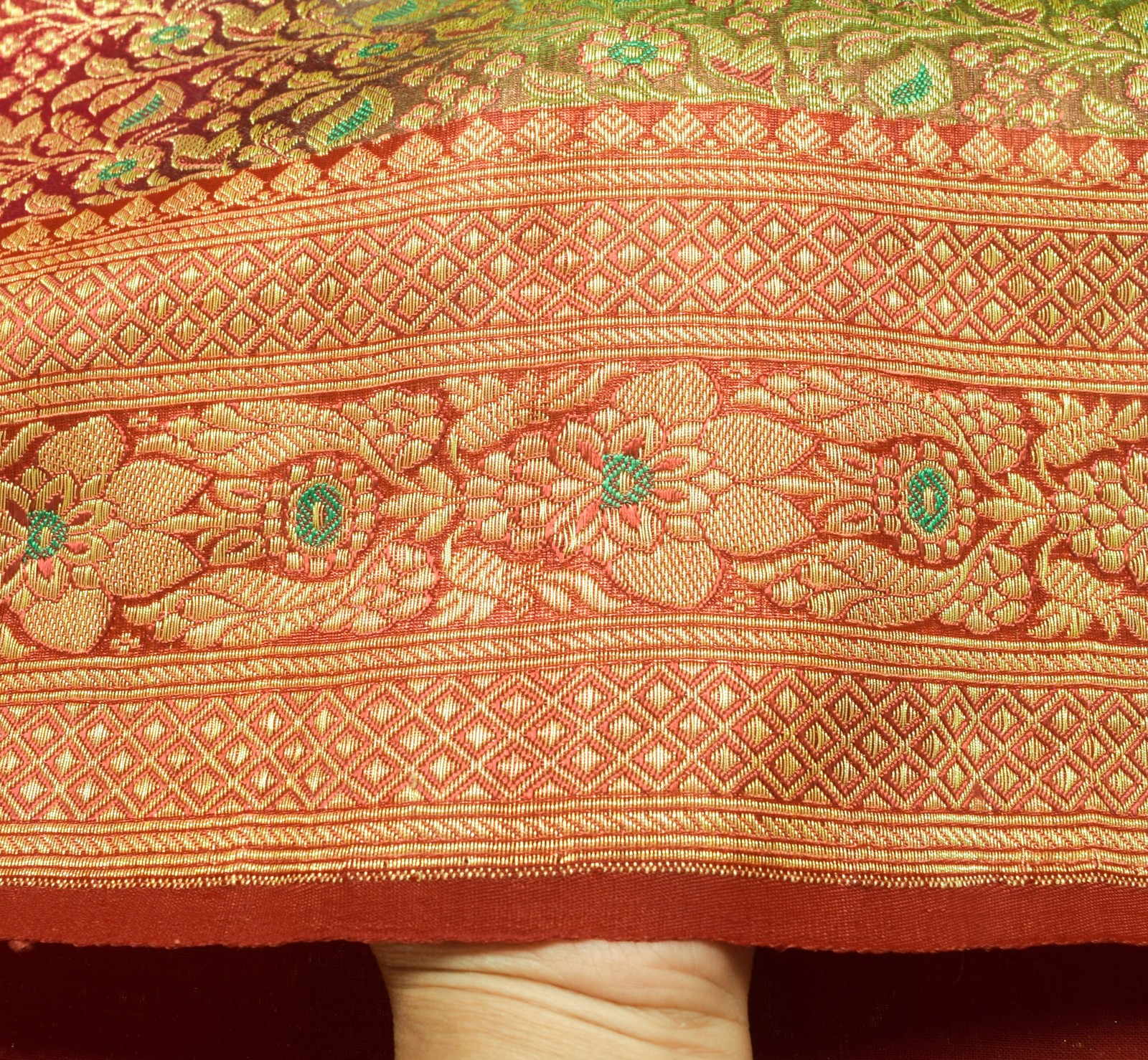 Sushila Vintage Heavy Saree Art Satin Silk Banarasi Brocade Multi-Color Fabric