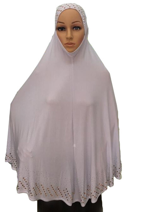One Piece Muslim Women Prayer Crystal Hemp Overhead Instant Hijab Khimar Scarf