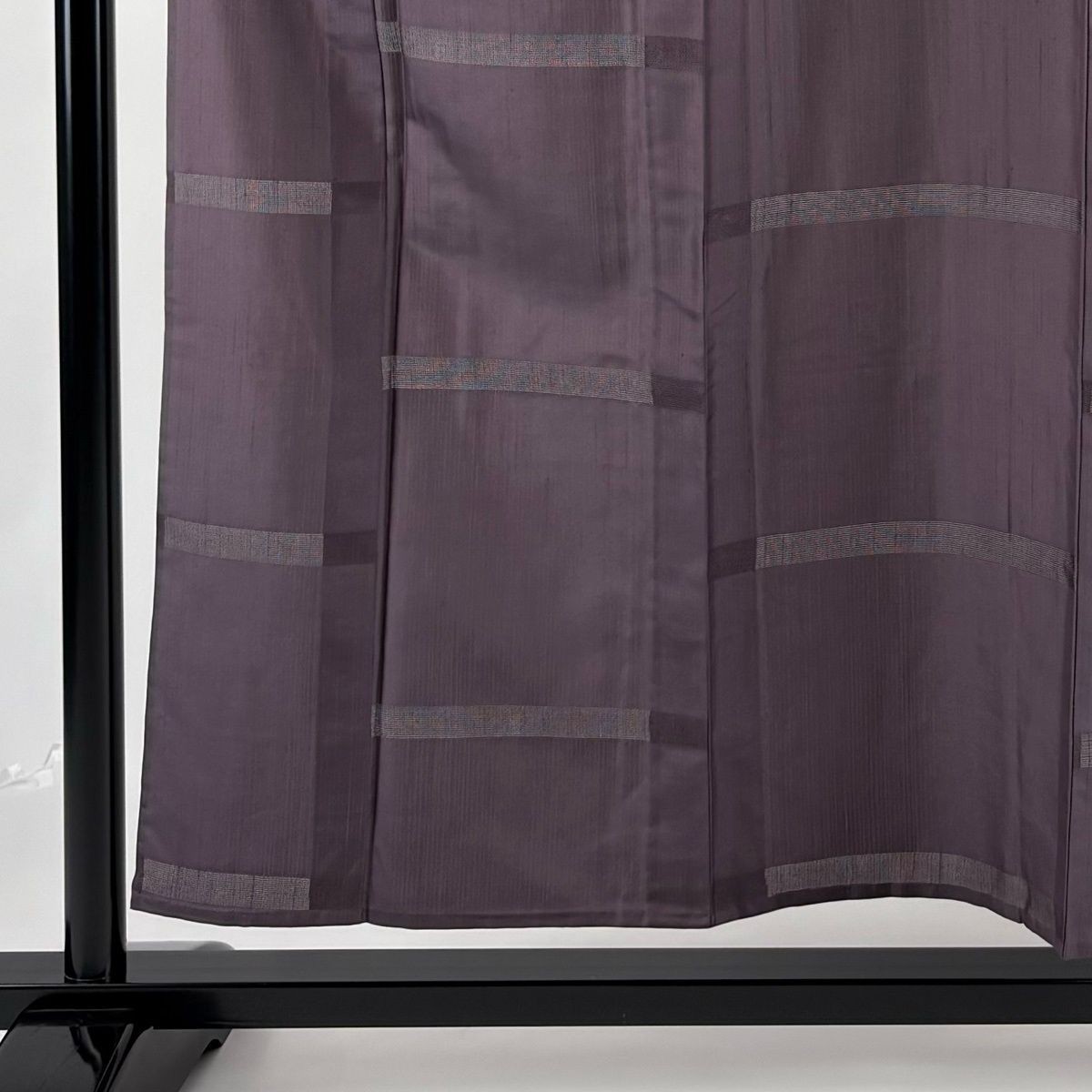 Komon Kimono Signed Stripe Purple Silk 156cm S Unlined Japanese Textile