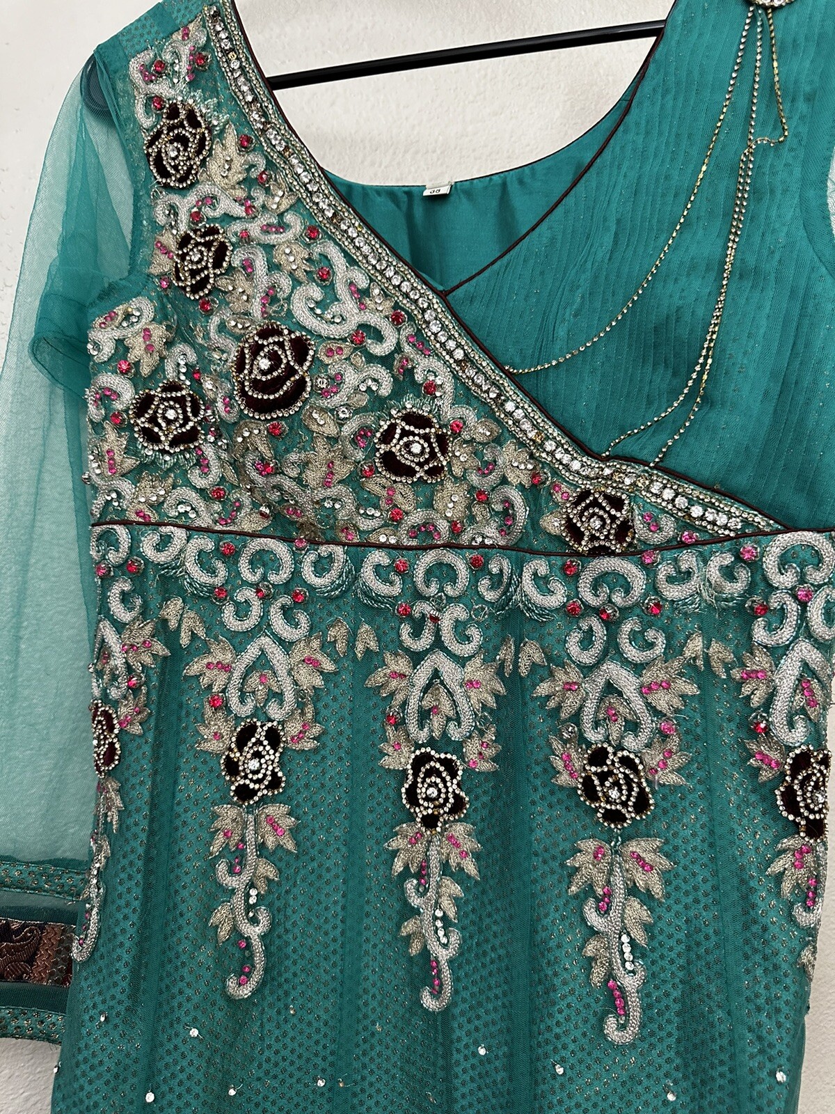 pakistani/Indian Party Wear Dress Turquoise With Beautiful, Heavy Beading 38