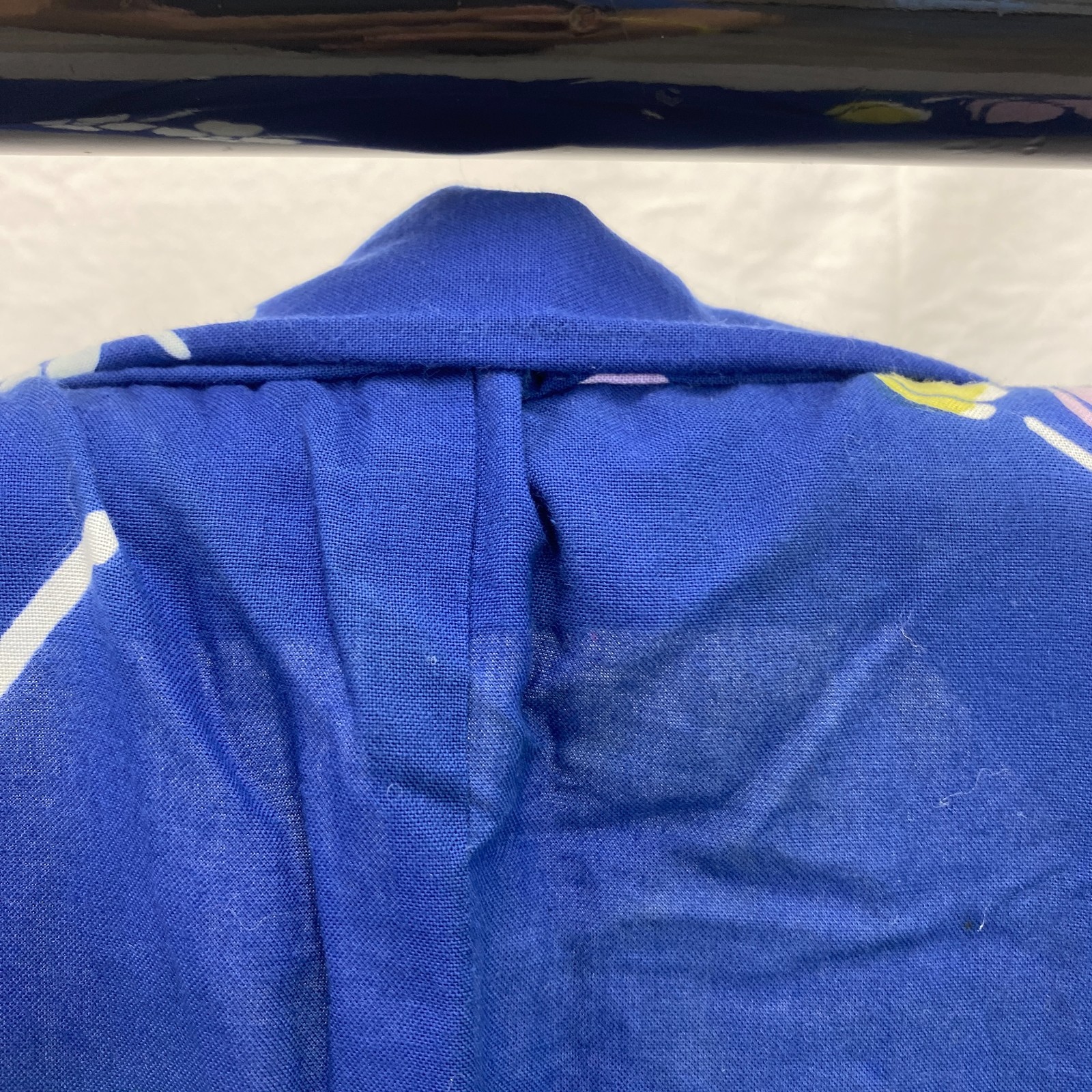Japanese Vintage Kimono Yukata Cotton Blue No Lining Traditional Length 60 in