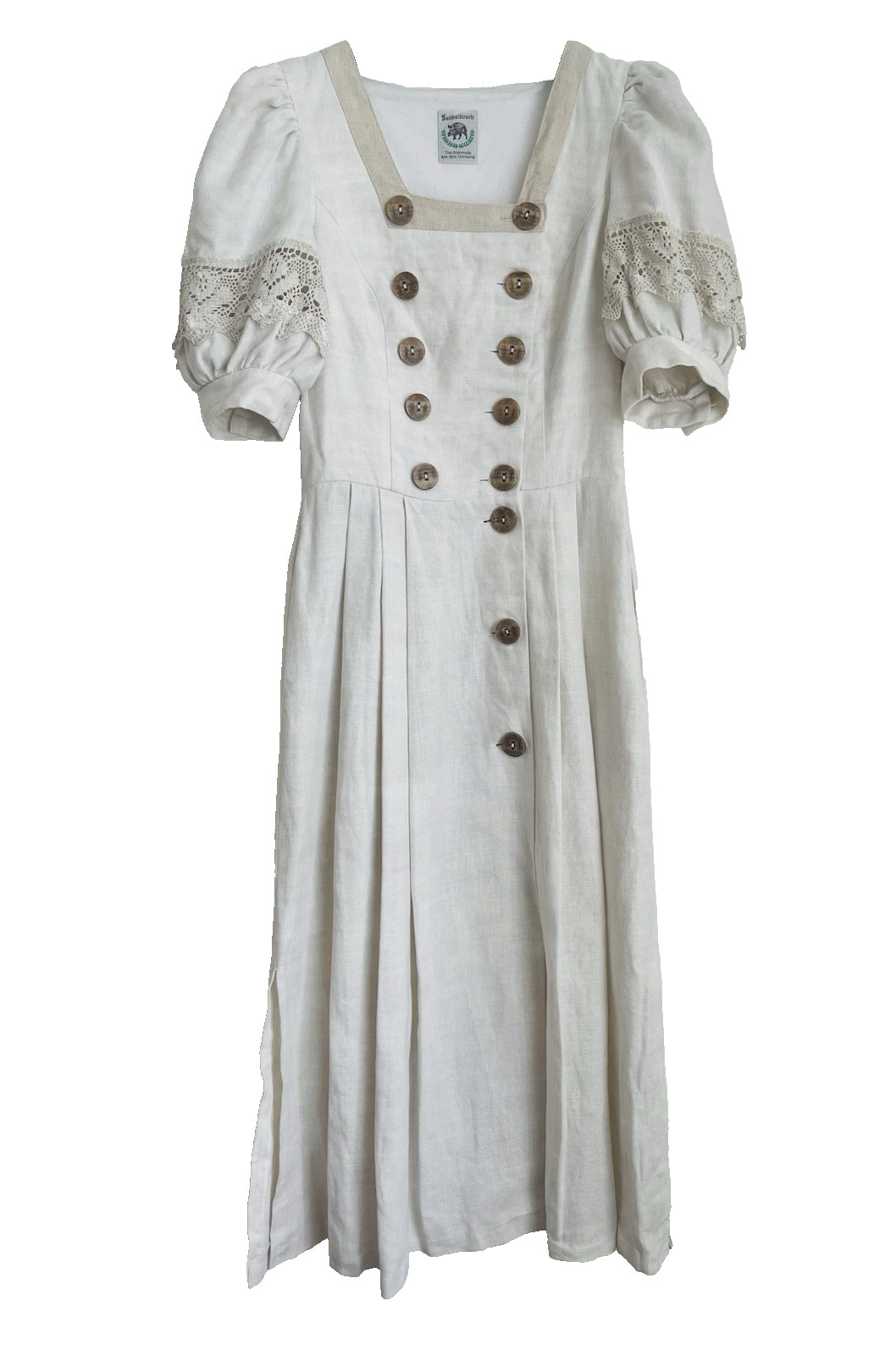 Sauwaldtracht Long Linen Austrian Dress Country House Style Dress Beige Color S