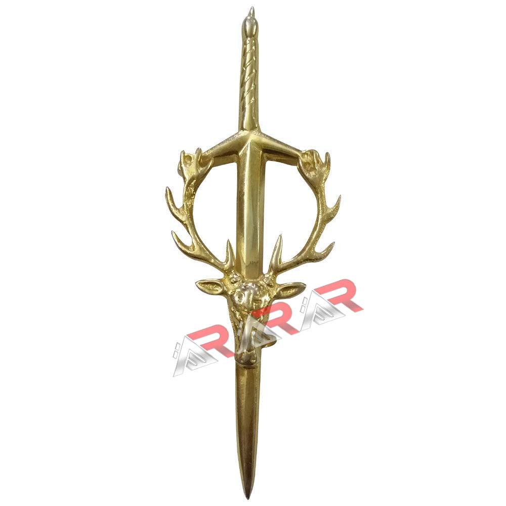 Scottish Kilt Pins Stag Head Highland Kilts Pin Swivel Fastening Gold Finish AAR
