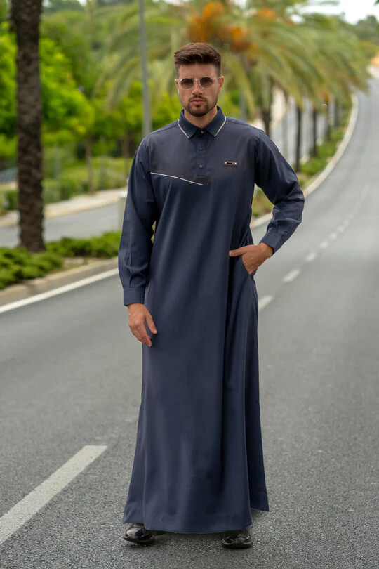 Lawung Mens Thobe Al Ameer Jubba Arab Islamic Thaub Muslim Dishdasha LW2410