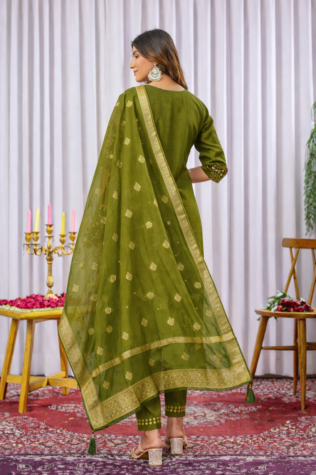 New kurti Set pure Banarsi Chanderi Silk Kurta With Zari Work & Banarsi Duppata