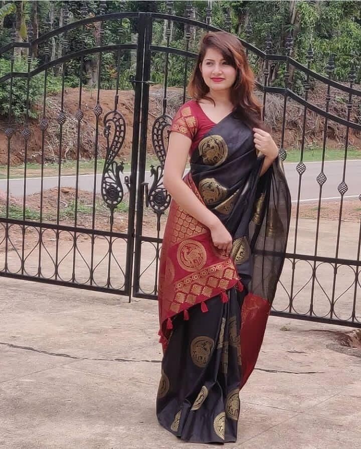 Festive Wear Soft Litchi Silk Saree With Beautiful Blouse Piece By Aadatexport