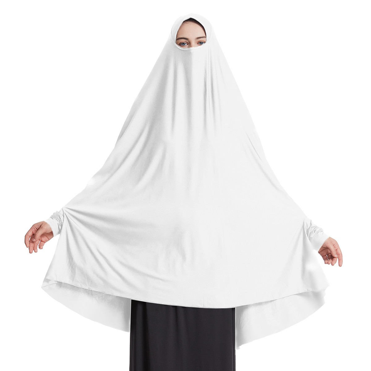 Prayer Khimar Solid Color Turban Muslim Women Hijab Headscarf Large Niqab Burka
