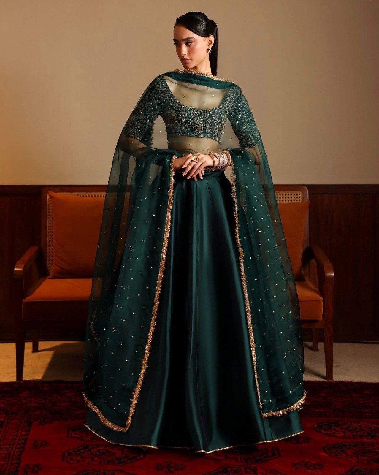 Indian Designer Malai Satin Green Lehenga Choli With Dupatta For Wedding Wear
