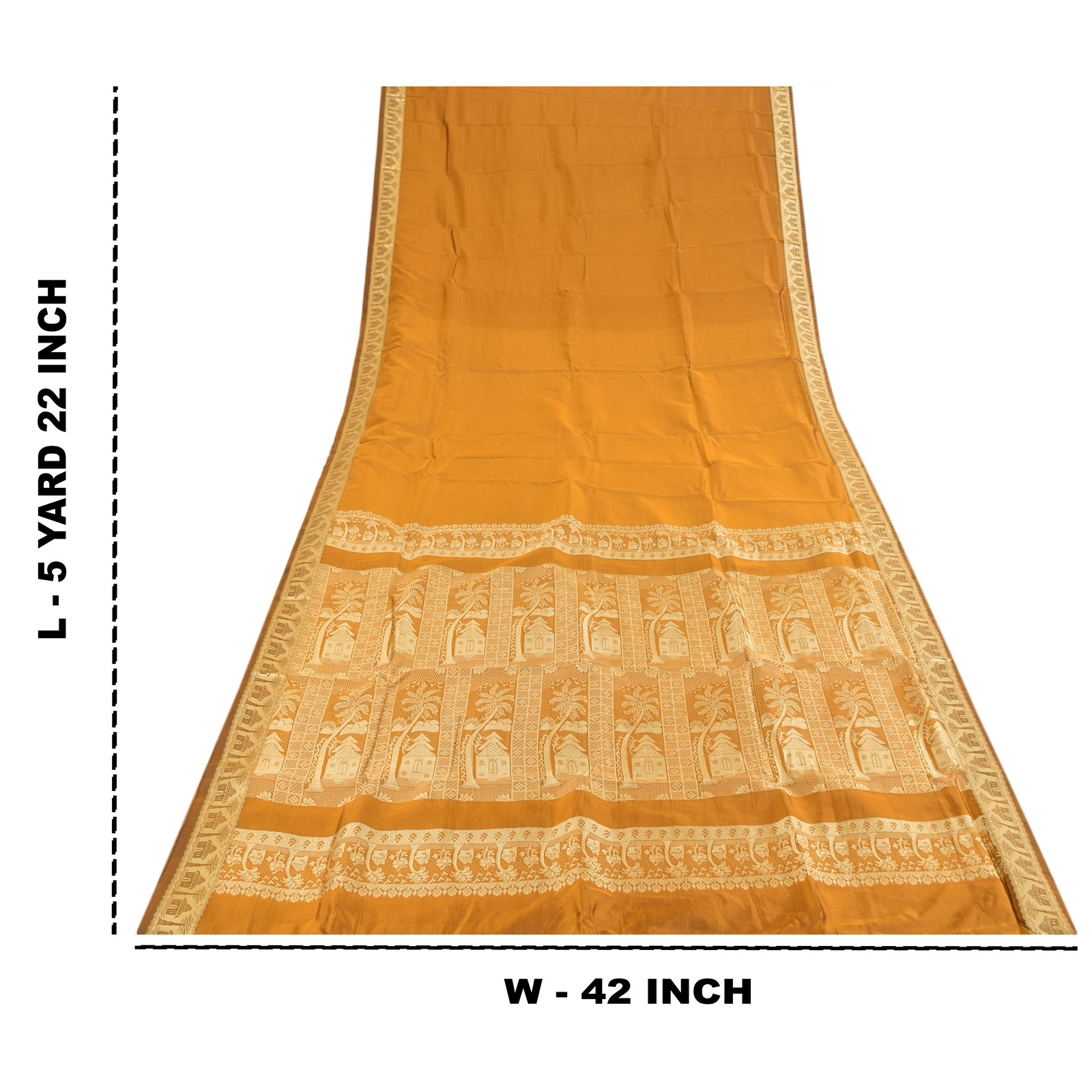 Sanskriti Vintage Yellow Sarees Blend Silk Woven Baluchari Sari 5Yd Craft Fabric