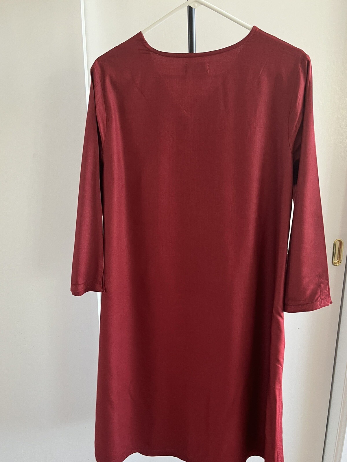 NWT Fabindia Kurta Long Tunic Rust Blood Red Silk Blend Wedding Party Dress XL