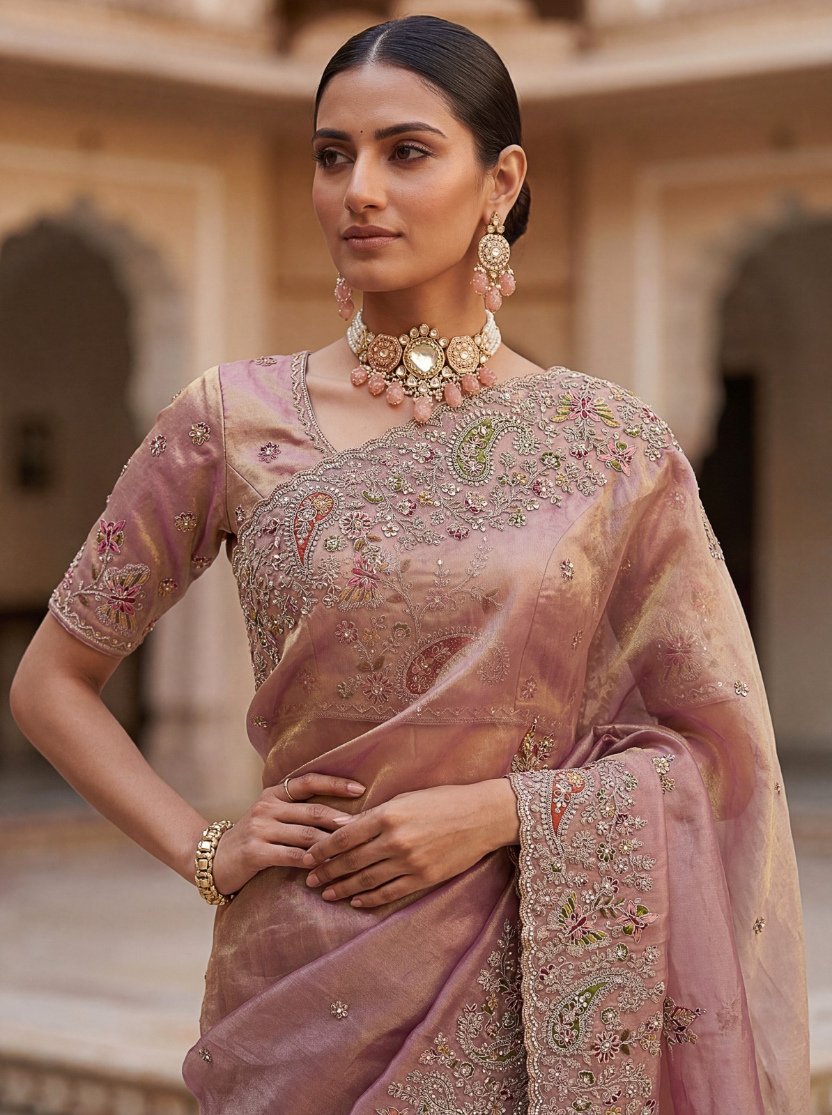 Designer Gabana Silk Saree Heavy Embroidery Festival Wear