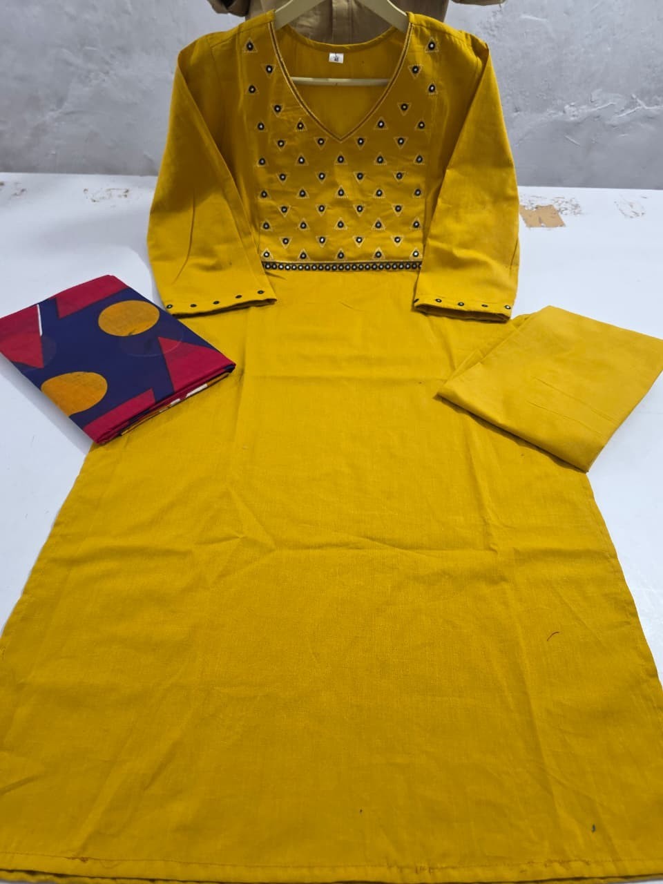 Pakistani Heavy Cotton Kurti Salwar Kameez Indian Party Wear Kurta Pant Set