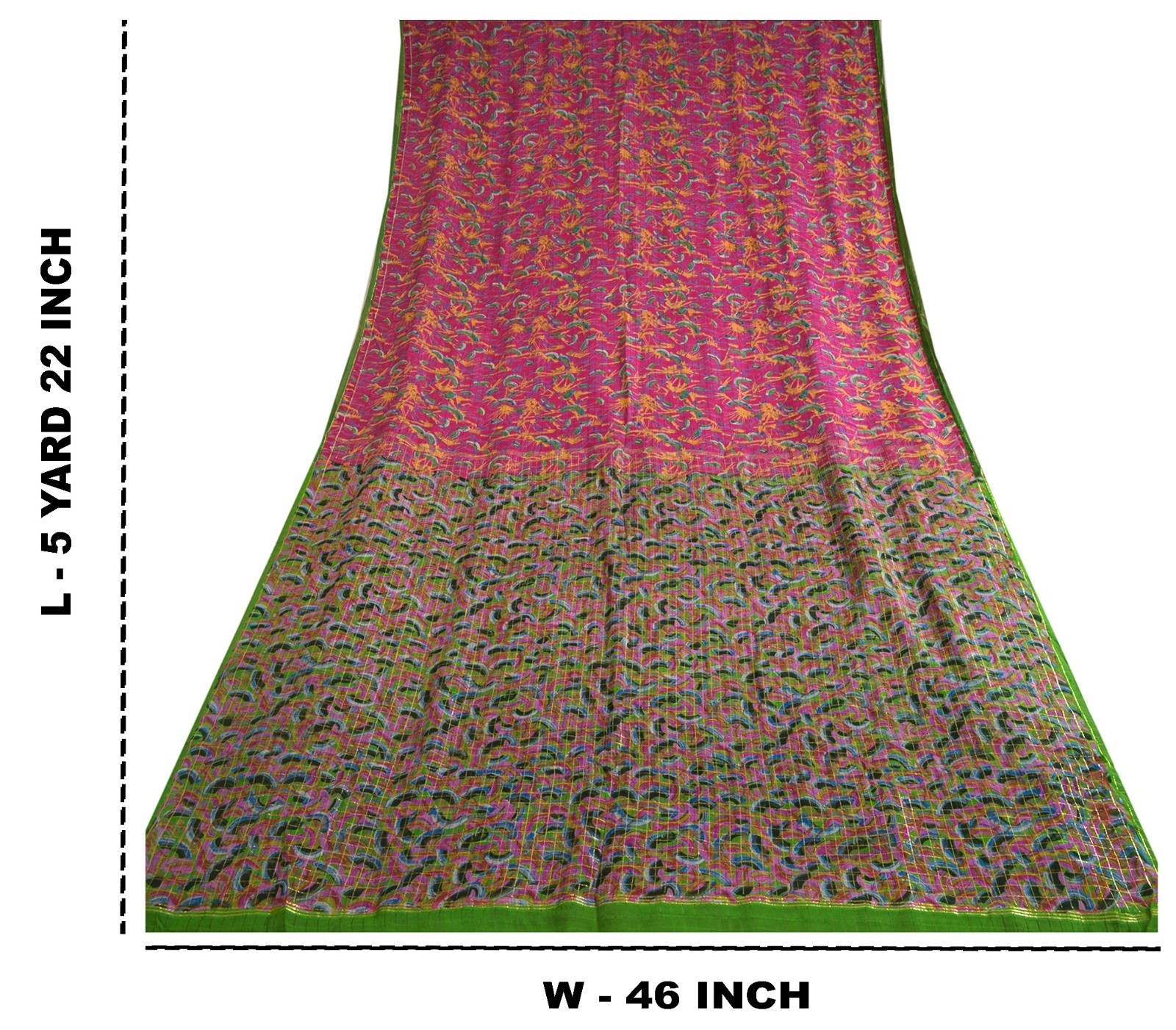 Sanskriti Vintage Sarees Indian Pink Pure Silk Printed Woven Sari Craft Fabric