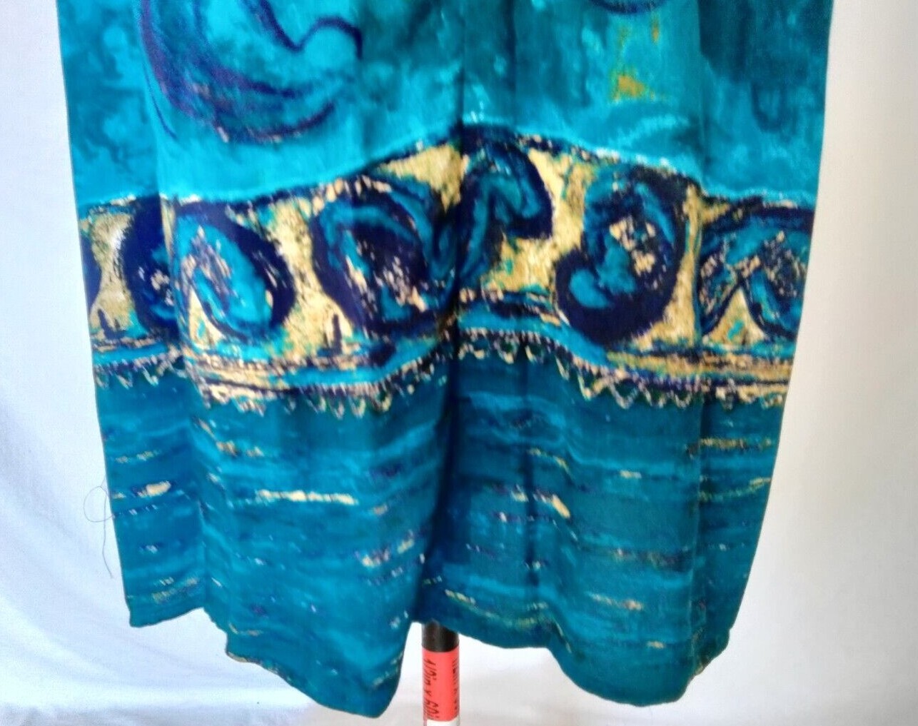 Vintage Positive Attitude fitted Comfy V neck short sleeves Black/Teal dress 8