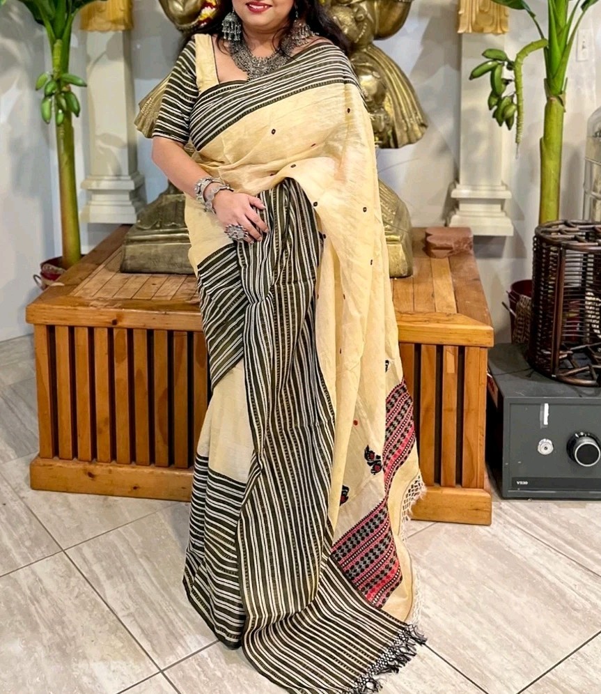 Women Pure Tussar Silk Mahapaar Saree W Blouse Festive Wedding Royal Handloom