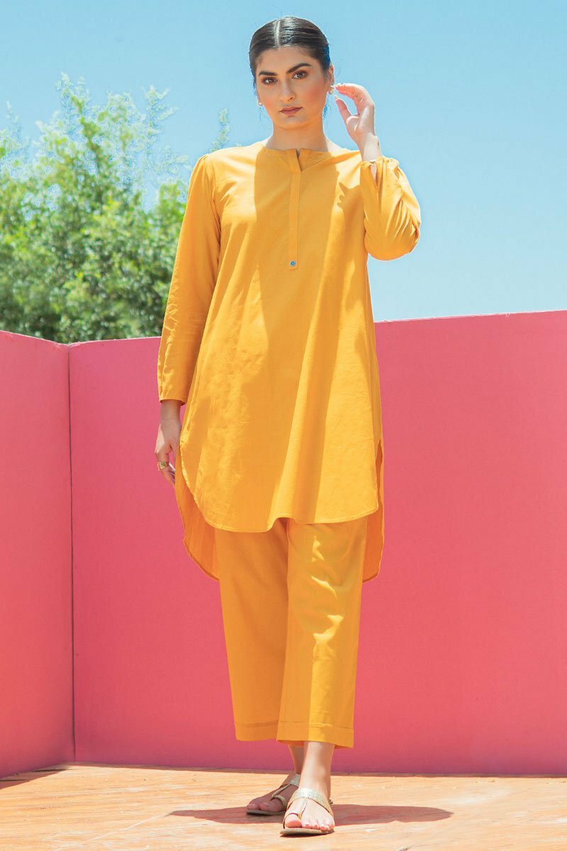 Yellow Women Shalwar Kameez Stitched Trouser Traditional Women Handmade Dress