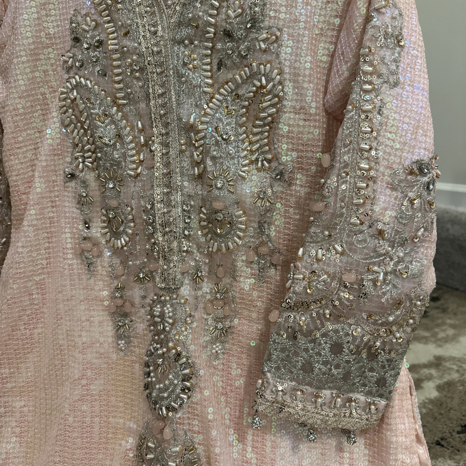 Pakistani Chiffon Embroidered Dress Bust 42 with Chiffon Duppatta for Women New