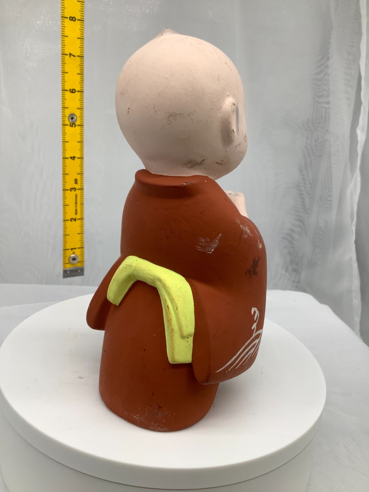Japanese Clay Bell Ceramic Dorei Asian Antiques child kimono 3.5×2.9×7.0inch