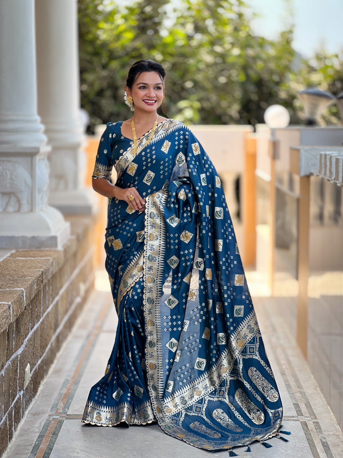 Wedding Wear Soft Satin Silk Saree With Blouse For Women And Girls