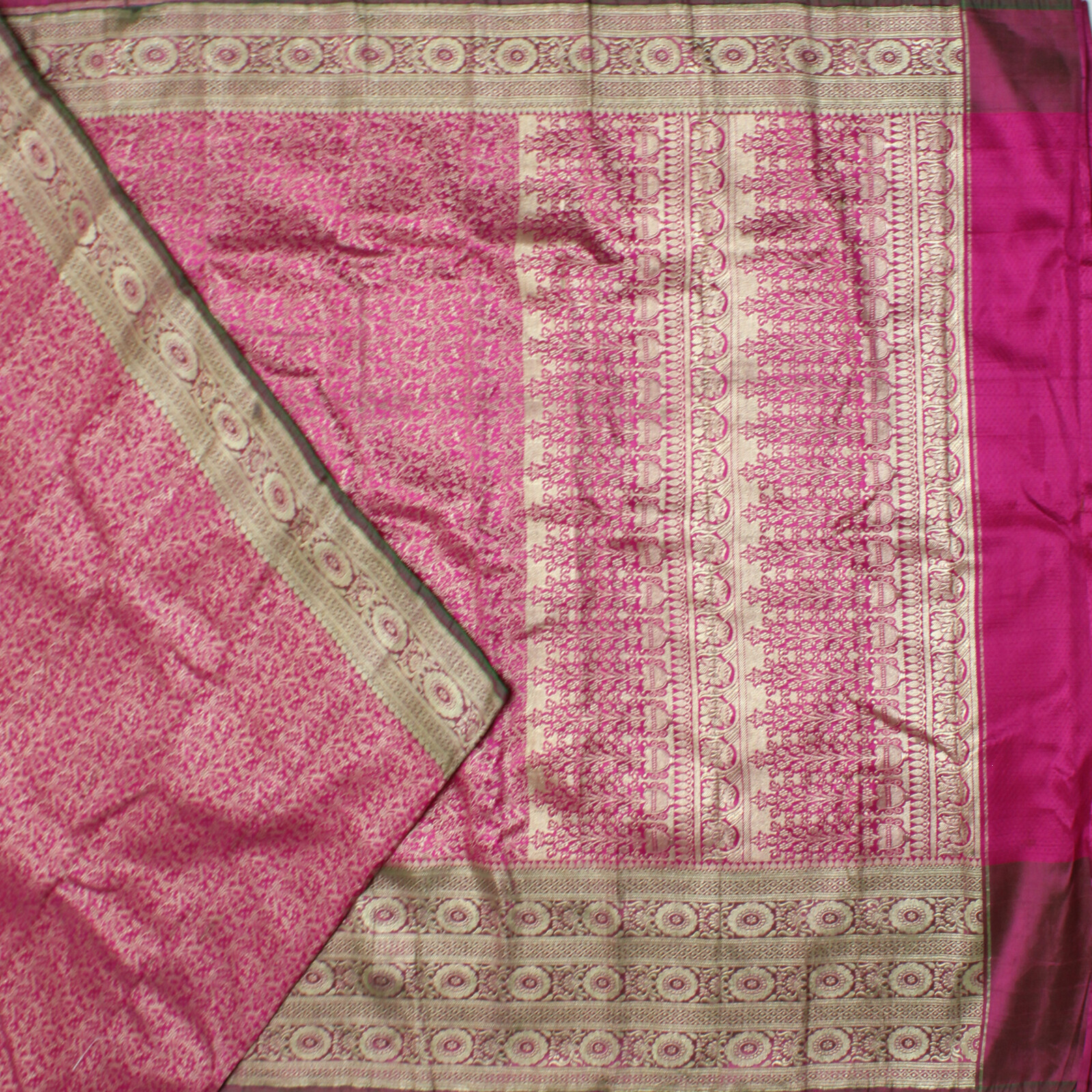 Vintage Pink Art Silk Banarasi Heavy Saree Metallic Zari Woven Sari Craft Fabric