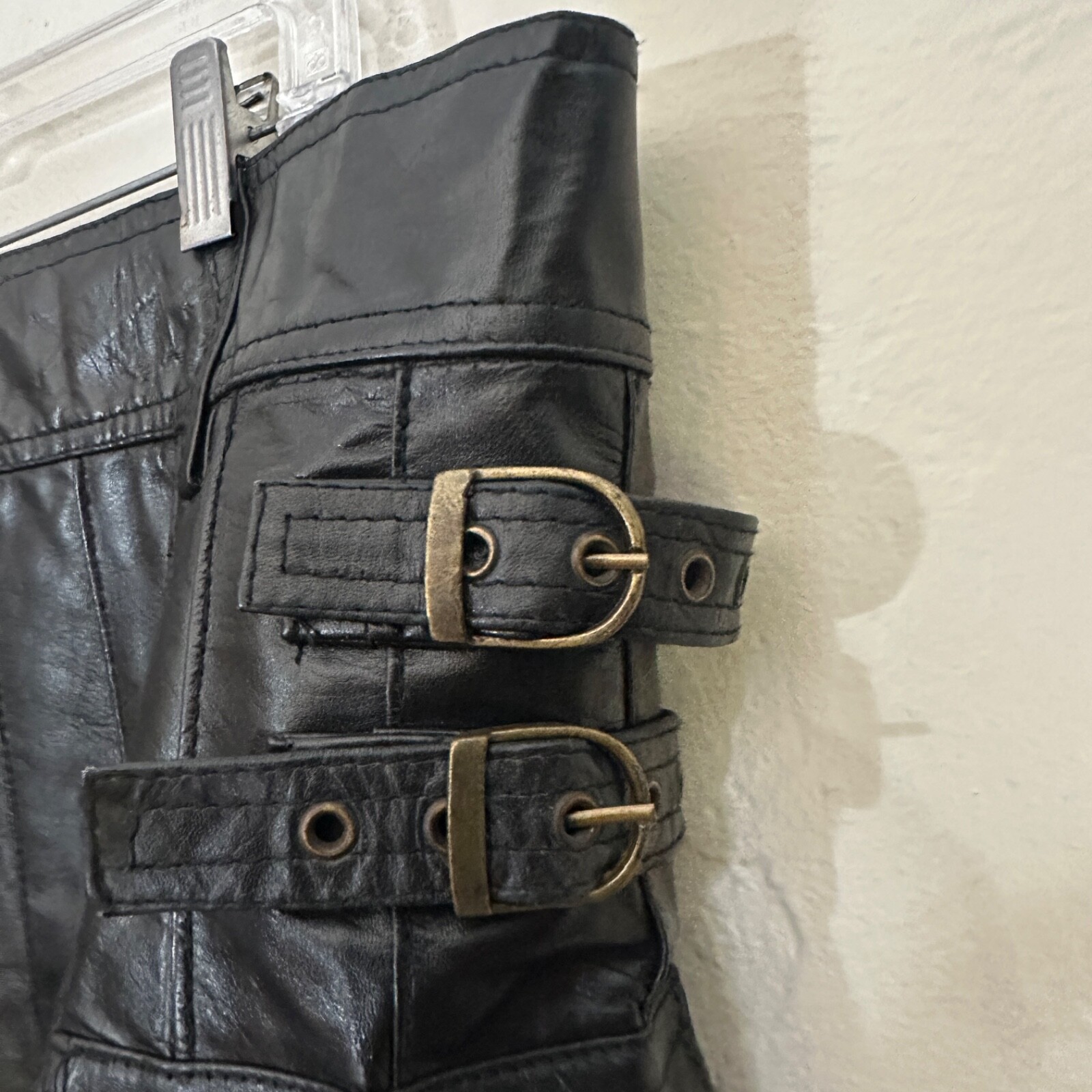 Leather Kilt High end handcrafted in US 40″ waist 23″ drop hem to waist Buckles