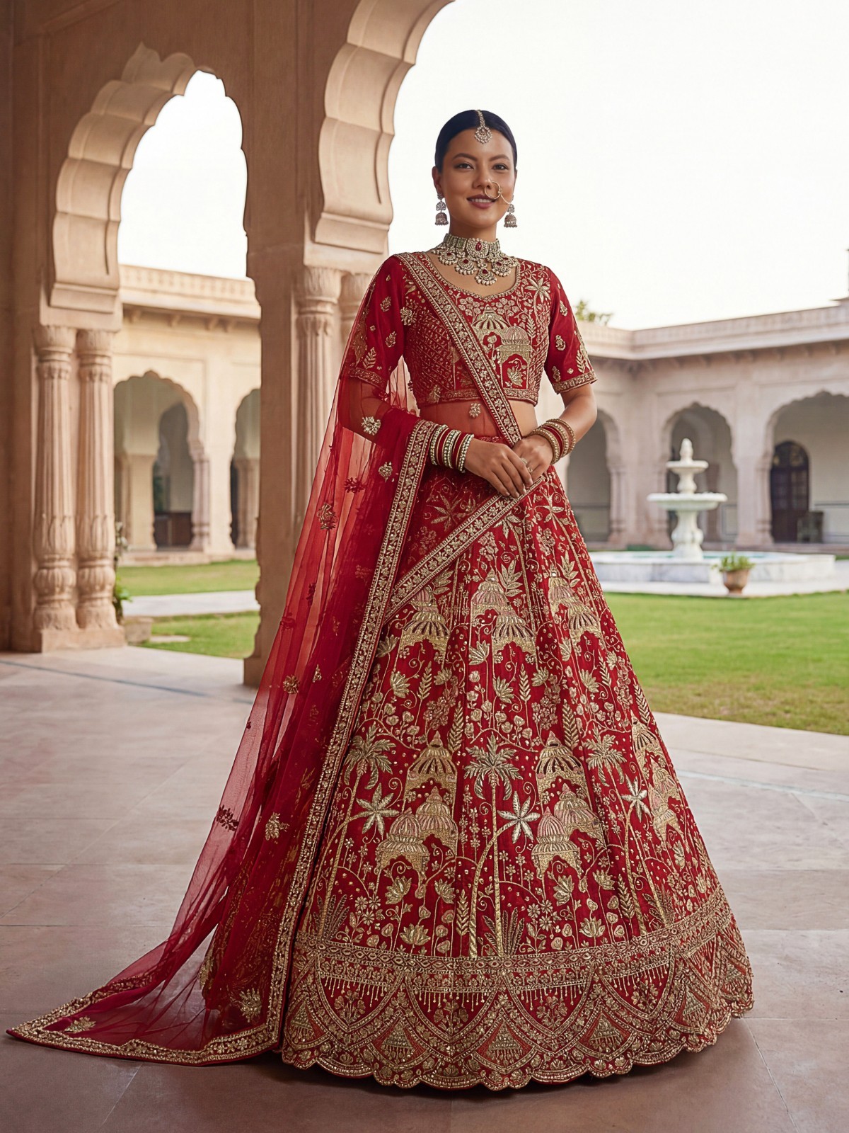 Luxury Silk Lehenga Choli Dori Zari Sequins Bridal Reception Outfit