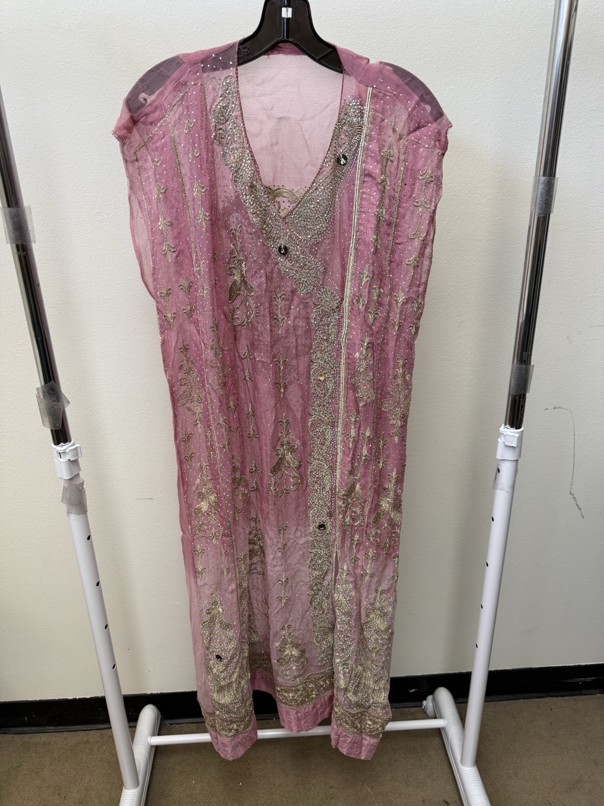 Pakistani Party Wear Dress Pink Unlined Anarkali Womens