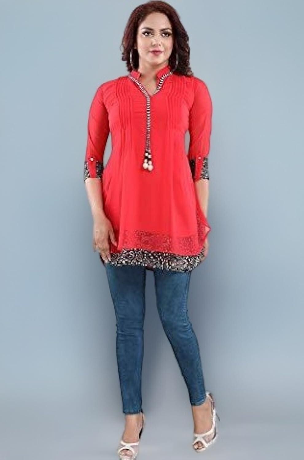 Beautiful Kurti Ladies Ethnic Wear Dress Red Women 38 Fashion Traditional Artsy