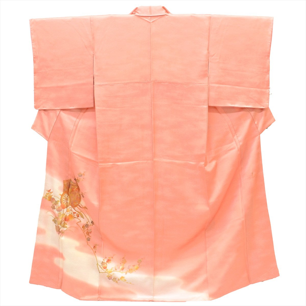 Vintage Japanese Kimono | Houmongi | Pink Silk | Court Carriage Floral | uu1422b
