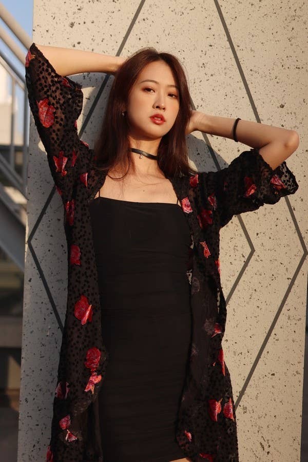 Night Rose Velvet Kimono