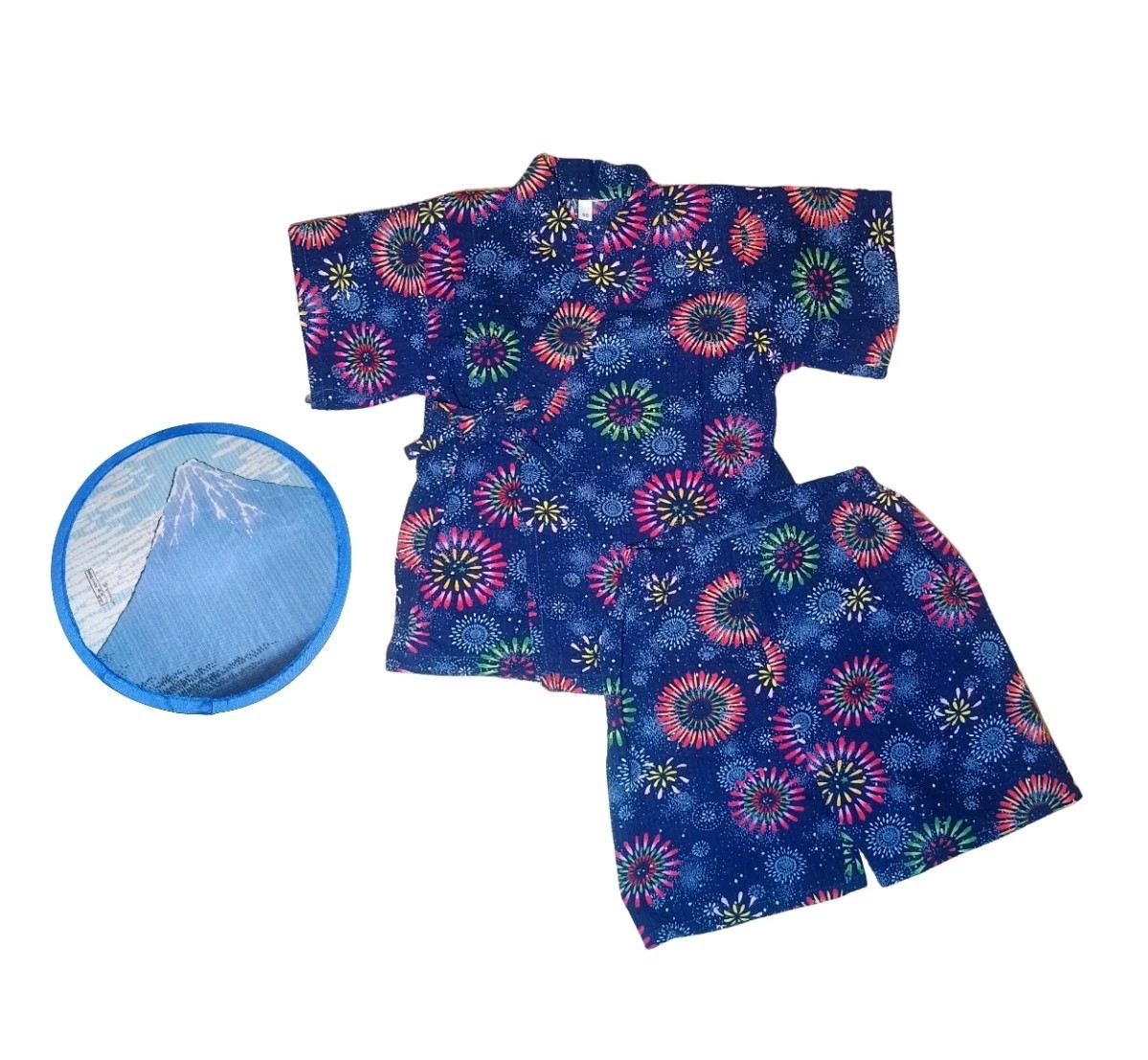 Japanese Boys Jinbei Set Size 95 (3T) Fireworks Yukata Summer Festival Fan