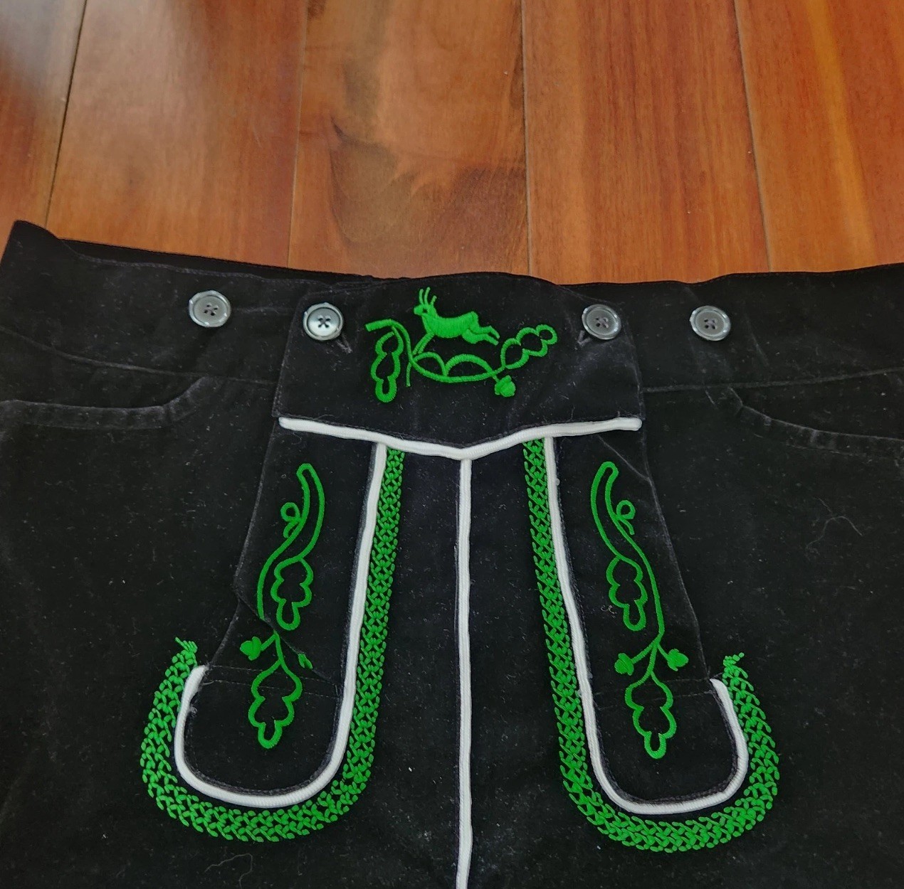 Black Lederhosen Shorts Men’s LARGE Oktoberfest Bavarian Trouser German Costume