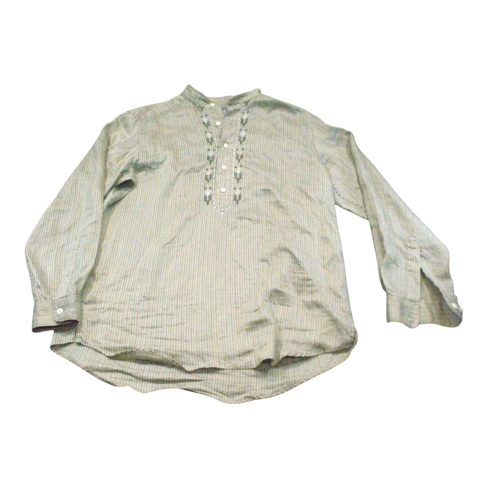 Middle Eastern Style Kurta Brown Traditional Size L 40% linen