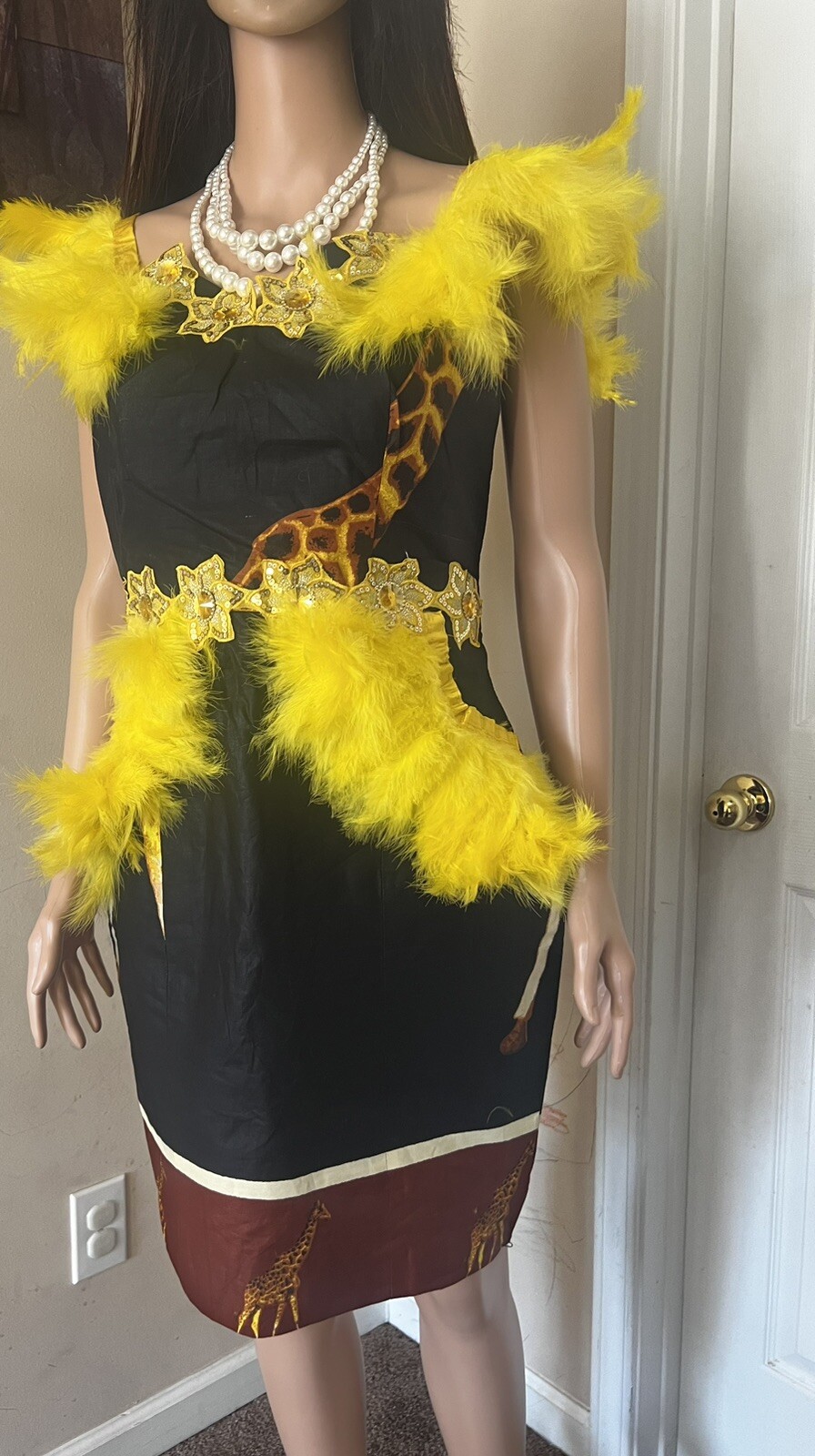 African Dress for Women,Ankara Clothing, With Yellow Feathers designs,