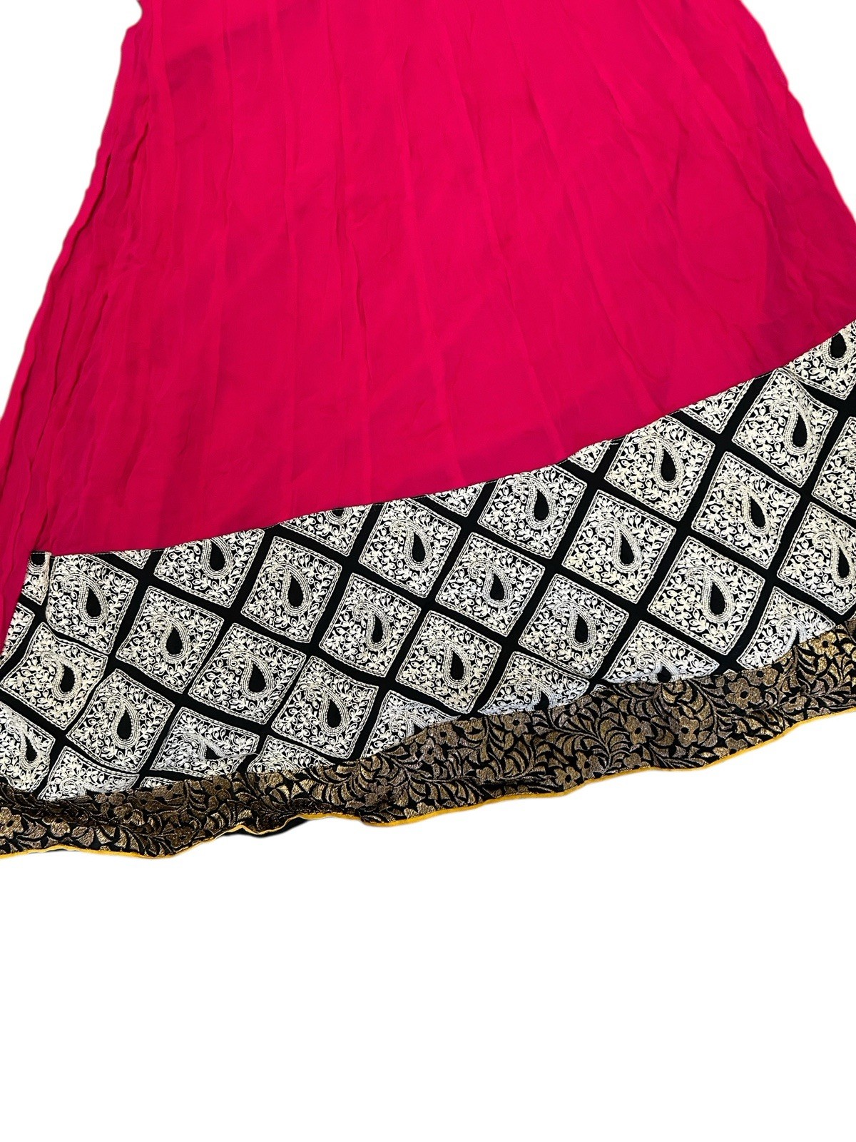 ✨Pink and black anarkali Kurta style maxi dress with gold accents✨