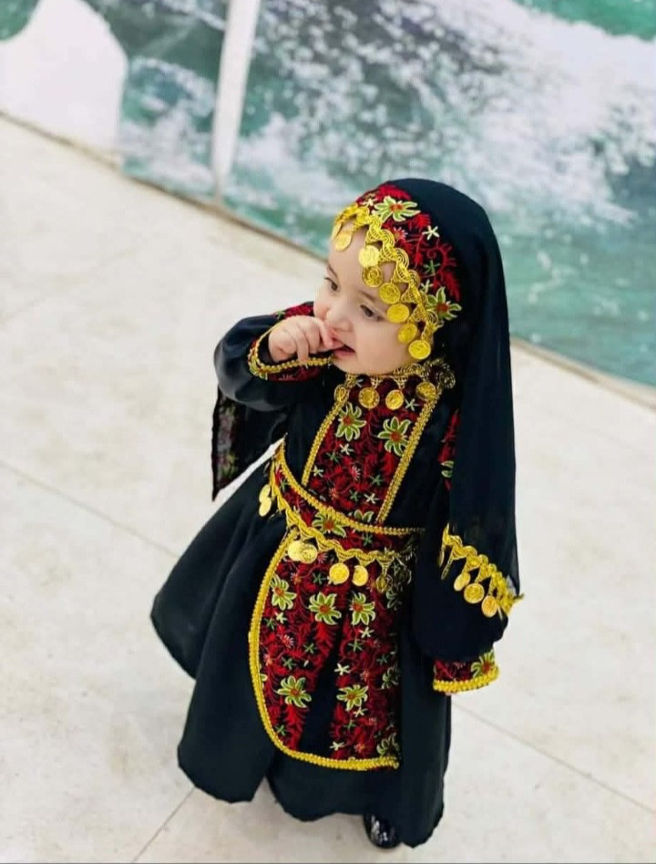 Authentic Palestinian Kids Thobe – Velvet Embroidery from Nablus – Girl’s Tradit