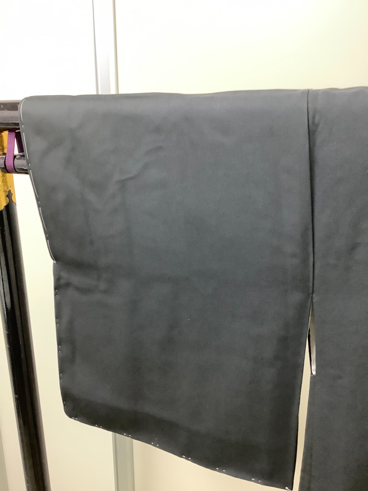 Japanese Vintage Kimono Haori Jacket polyester black flower Height 33.4inch