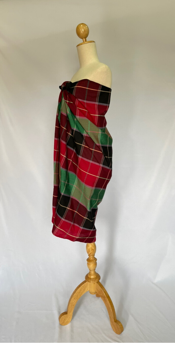 Men’s Thai Native Northeastern Open / Tube Sarong Grid Pattern Multi-Color Wrap