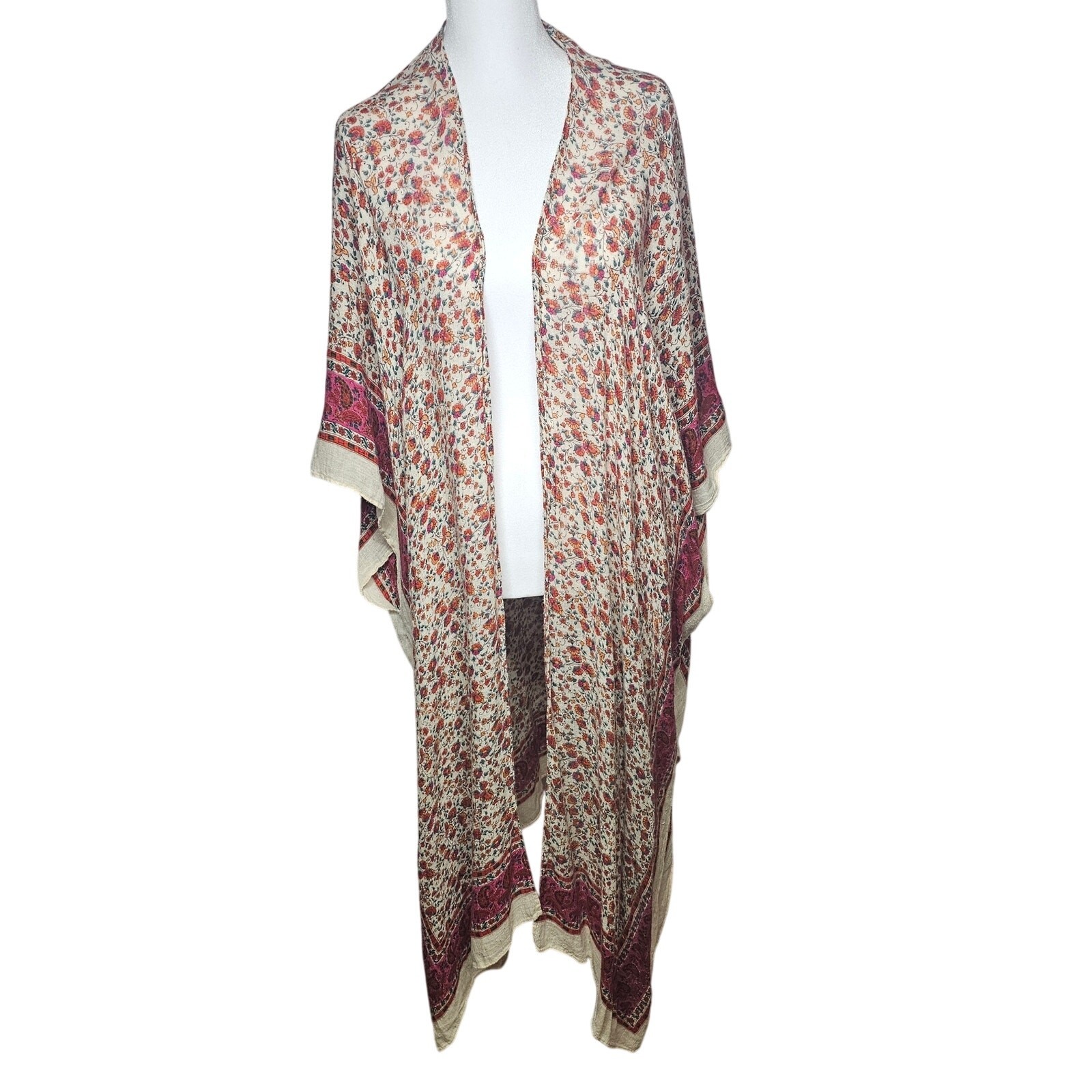 American Eagle “All the Blooms” Floral and Paisley Boho 100% Viscose Kimono OS