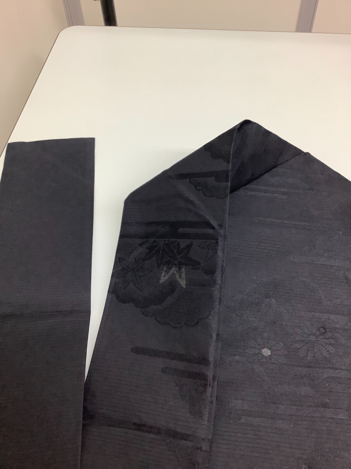 Japanese Vintage Kimono Nagoya Obi pure silk black tradition 140.9×12.5inch