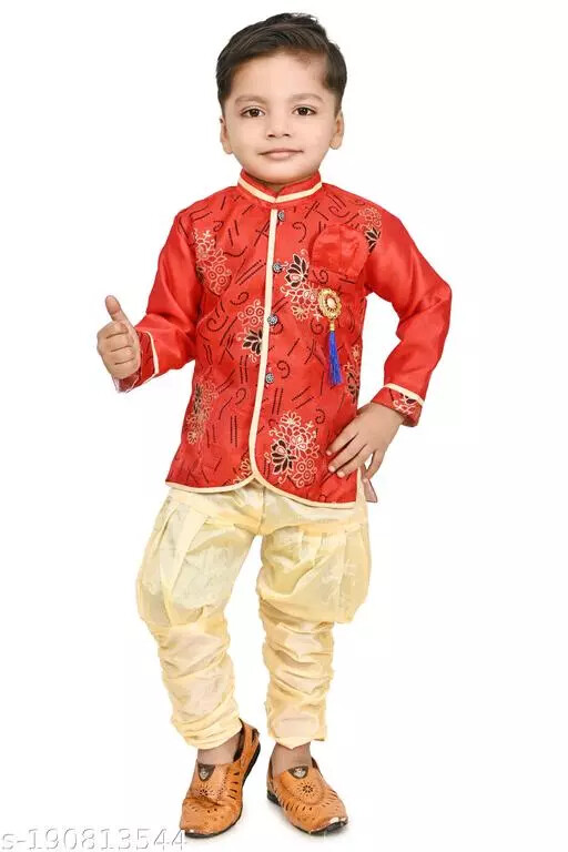 Indian Bollywood Wear Cotton Blend Printed Stylish Boys and kids kurta set
