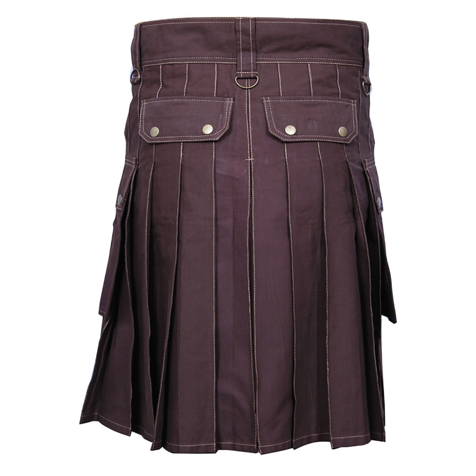 Highlander Men Cargo Utility Kilt Brown 6 Pockets Fashion Kilt Scottish Outfit