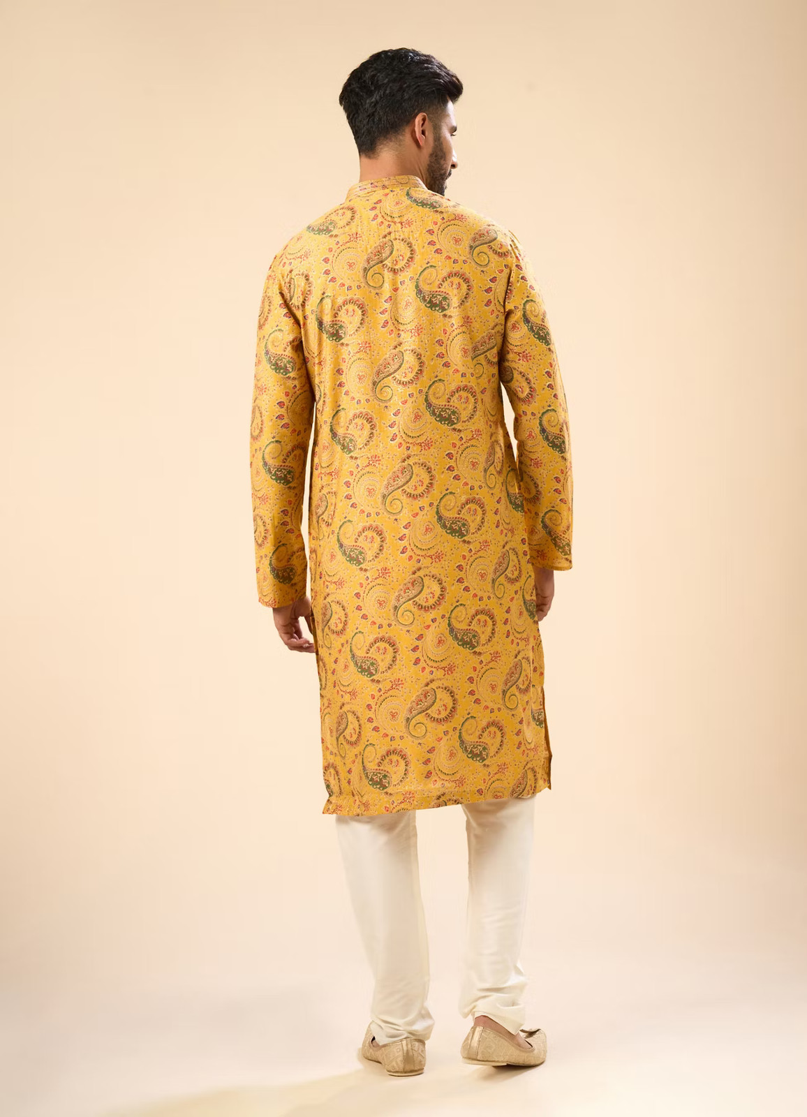 Sunset Mustard Elegance Kurta Pajama Set Mens Size 40/L New US Seller