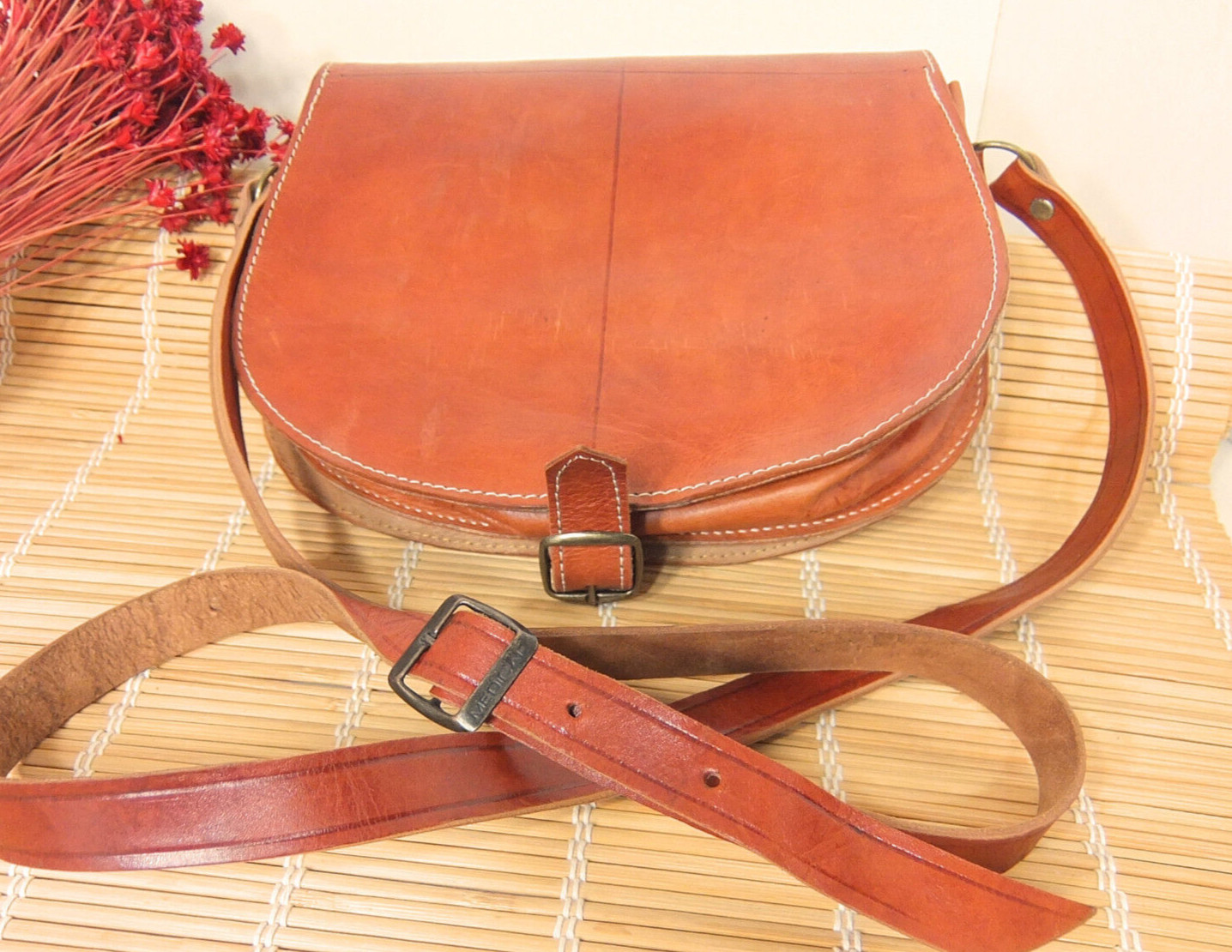 Moroccan Bag Purse Handcrafted Genuine Leather Unisex Cross Body Shoulder Boho