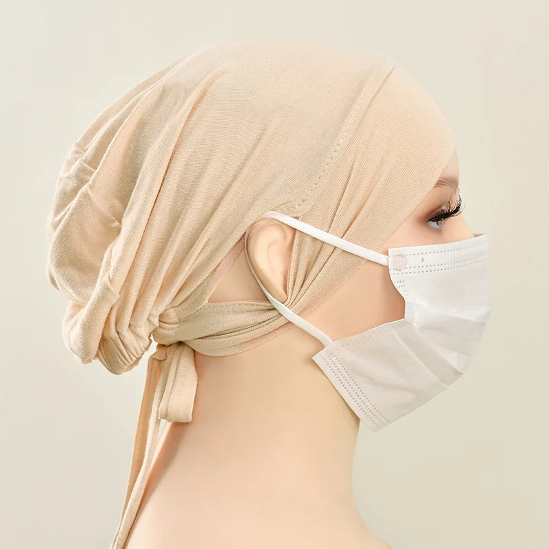 Jersey Cotton Muslim Women Under Hijab Cap With Ear Hole Inner Hijab Cap