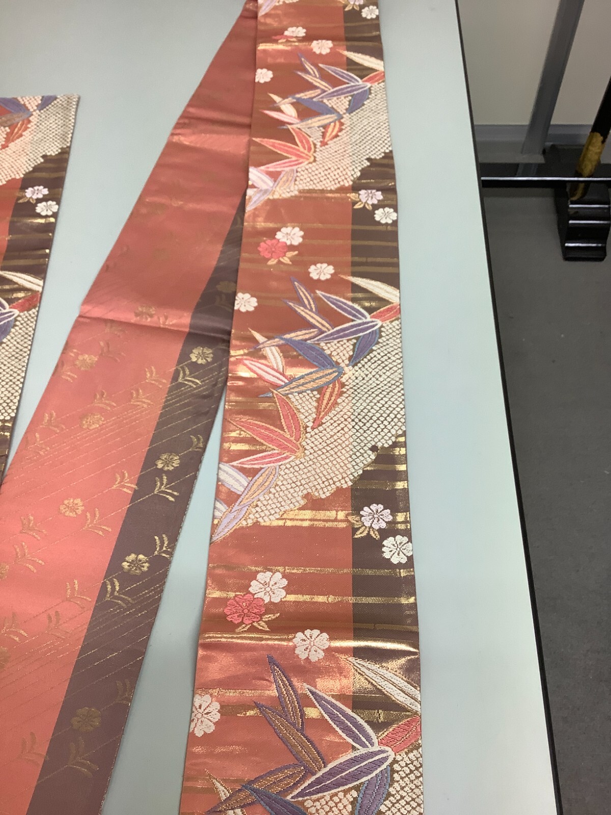 Japanese Vintage Kimono Han Obi silk pink tradition expensive embroidery 170x6in