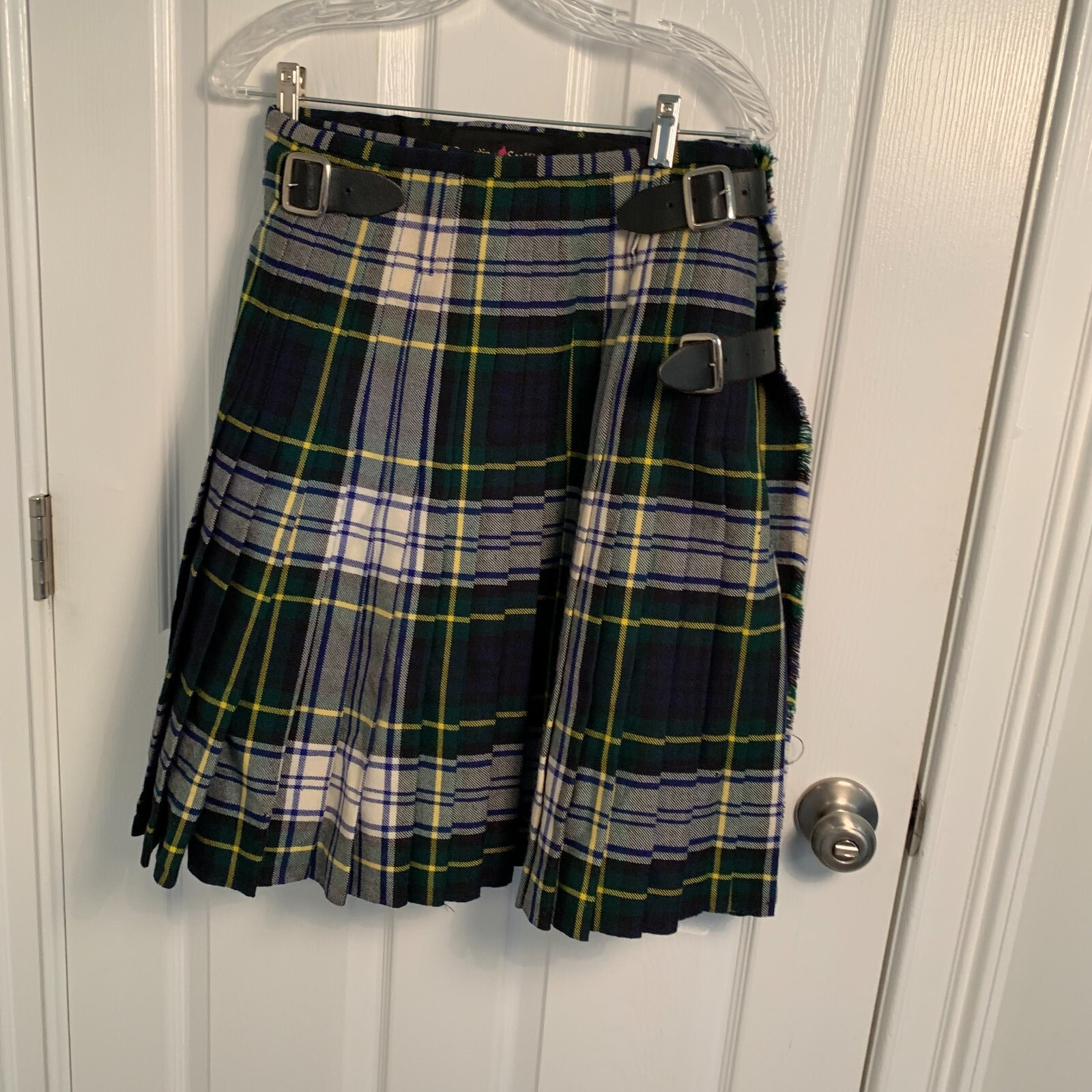 Dunedin Tartan Plaid Pleated Wool Kilt Skirt Medium 28-30 Waist Flaws