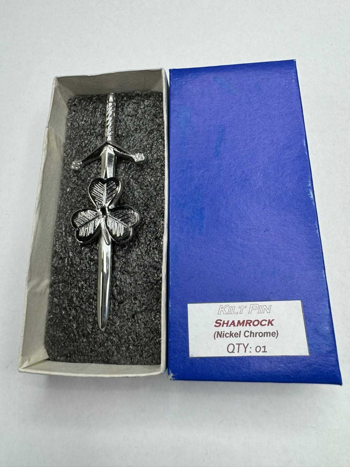 Shamrock Scottish 4″ Nickel Chrome Finish Kilt Pin
