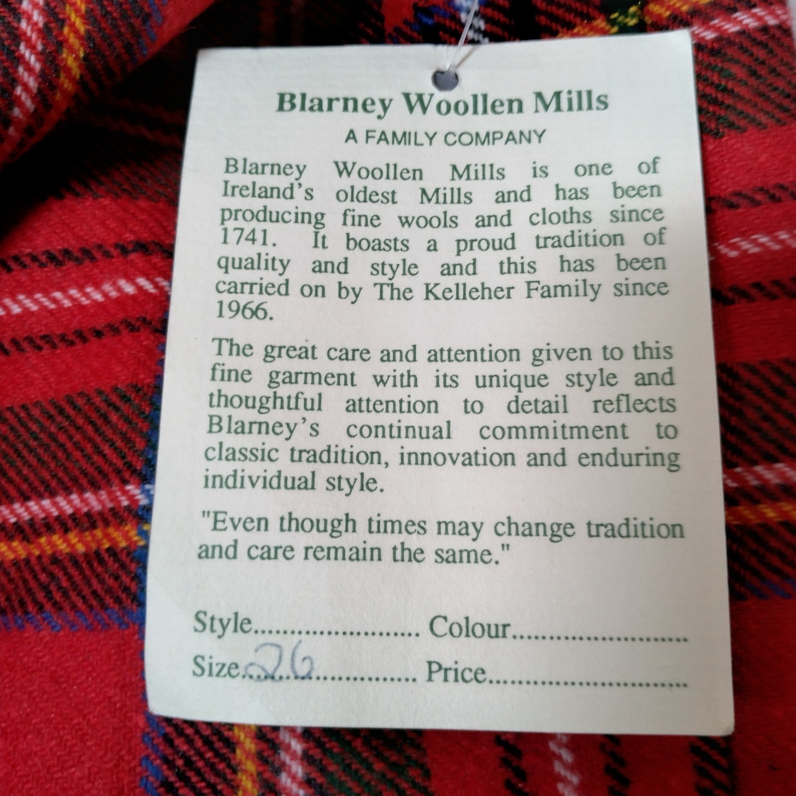 Blarney Woolen Mills Scottish Kilt Youth Size 26 Royal Stewart Tartan Red Skirt